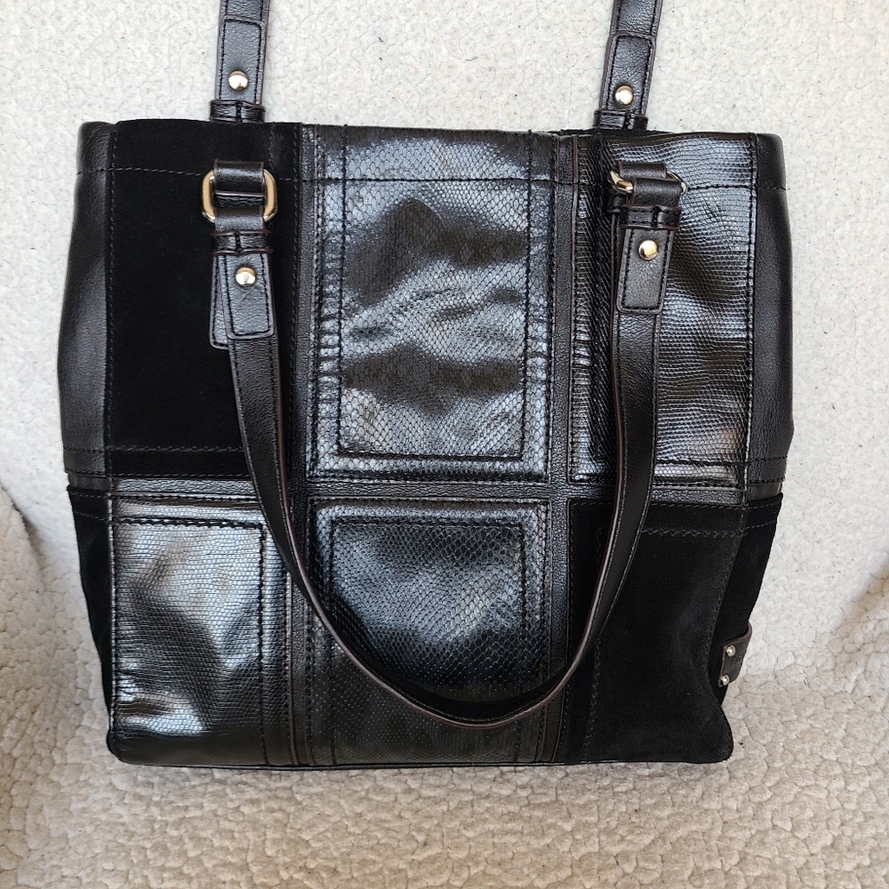 Tignanello Black Leather Patchwork Shoulder Bag - image 4